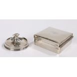 George V silver cigarette box, London 1922, makers marks rubbed, the lid with monogram, 8.5cm