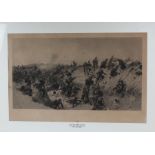 After Alphonse De Neuville, large black and white print 'Tel-El-Kebir', Battle for Khartoum/Lord