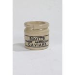 Early 20th Century advertising stoneware Caviar pot, Scott's Finest Astrachan Caviar, 7.5cm high