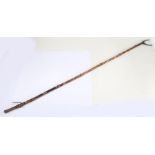 Victorian bamboo shop grabber, with a press lever to one end and bamboo shaft, 158cm long