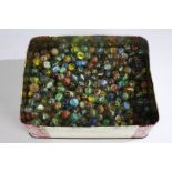 Large collection of marbles, clear glass examples with various coloured swirls (qty)