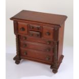 Victorian apprentice piece, in the form of a Scottish mahogany chest of drawers, fitted with two