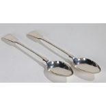 Pair of silver plated basting spoons, each in the Old English pattern, 32cm long