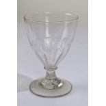 Victorian wine glass, having part fluted bowl raised on a squat stem and circular foot, 10cm