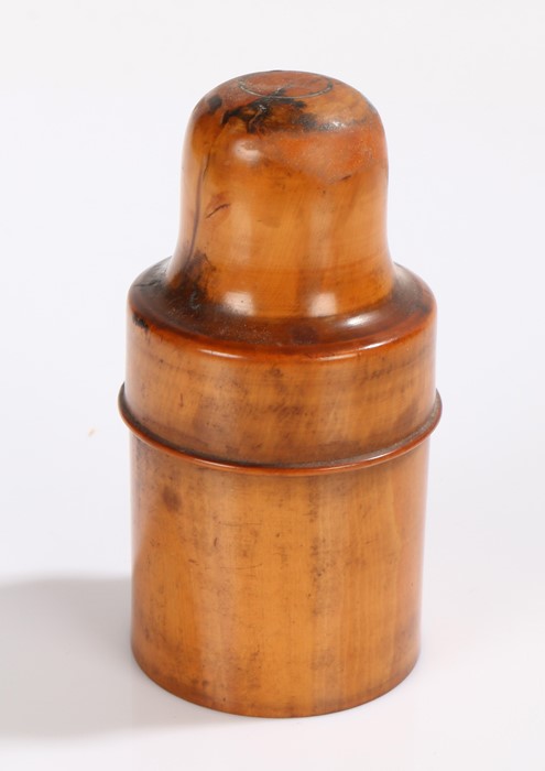 19th Century treen medicine bottle, with screw top, 10cm tall