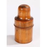 19th Century treen medicine bottle, with screw top, 10cm tall