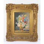 19th Century English School. watercolour still life 'Flowers', unsigned, housed within an ornate