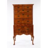 Good quality walnut chest on stand of small proportions, in the 18th Century style, the