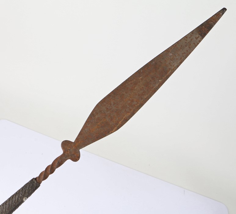 Zulu Assagai spear, with wirework mounts, 91cm long - Image 2 of 2