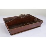 George III mahogany cutlery tray, having two divisions and brass carrying handle, 37.5cm wide