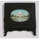 Early 20th Century Indian hand painted miniature on ivory, depicting the Taj Mahal, housed within