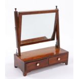 Early 19th Century mahogany toilet mirror, the rectangular mirror with pilaster column either side