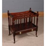 George III style mahogany canterbury, with three divisions and turned spindles, fitted single drawer