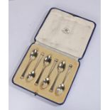Set of six George VI silver coffee spoons, Sheffield 1939, maker Mappin & Webb, the tapering handles