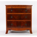 George III style mahogany chest of drawers of small proportions, the bowfront top with mahogany