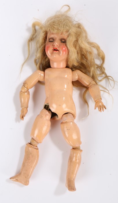 Seyfarth & Reinhardt bisque headed doll, stamped to the back of the head, with adjustable arms and