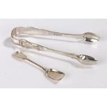 Pair of William IV Irish silver sugar tongs, Dublin 1833, maker Christopher Cummins (junior), the