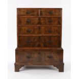 Good quality walnut and inlaid chest of small proportions, in the 18th Century style, the