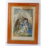 19th Century coloured print 'The Charitable Samaritan', housed within a glazed and maple frame, 27.