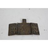 20th Century brass folding icon, 5.5cm wide opening to 10.5cm wide, 7cm high