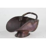 Novelty Victorian copper taperstick holder, in the form of a miniature coal scuttle with swing