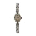 Tudor ladies stainless steel wristwatch, the signed dial with Arabic hours, manual mound, the case