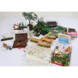 Britains Models Floral Miniature Garden items, to include shed in original box, flower beds,