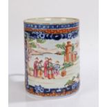 19th Century Chinese porcelain mug, with bamboo effect handle, the trefoil form scale effect