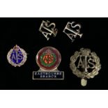 Auxiliary Territorial Service grouping consisting of Cap badge, shoulder titles, two sweetheart