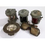 Second World War British marine navigation lights, white mast head light marked 'Steaming Patt 9876,