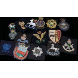 Collection of blazer badges, Kings Regiment, Lancashire Fusiliers, Royal Air Force, Queens Regiment,