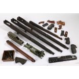 Collection of rifle and pistol furniture including grips, forestocks, bipod, etc, (qty)