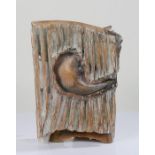 Matthew Reade, Shore No.3, carved wooden painted sculpture, marked to back, 32cm high