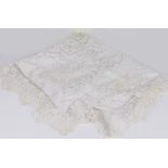 Lace table cloth, with figural motifs and swags, approx. 168cm x 160cm