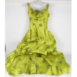 Frank Usher, ladies green dress with black roses, size 38