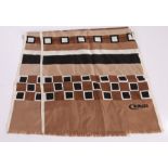 Caruso, silk scarf with squares in black, white and brown, approx. 154cm long x 39cm