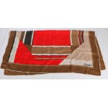 Caruso, silk scarf in brown, red, black and white, 74cm x 76cm