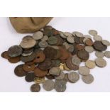 George III and later UK and world coins, to include A£5 coin, pennies, shillings, tokens, etc. (