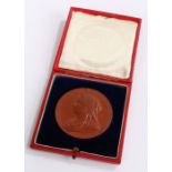 Victoria Jubilee bronze medallion, the medallion housed within the tooled red leather case