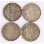 Four Edward VII and George V half crowns, 1909, 1915, 1916, 1920 (4)