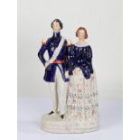 Staffordshire pottery figural group depicting the Princess Royal and Frederick of Prussia, titled to