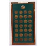 Collection of twenty-nine bronze medallions depicting the history of the railways, housed in a