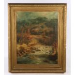 19th Century British School, River Running Between Trees, oil on canvas, 71cm x 91cm
