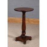 Victorian mahogany wine table, of small proportions, the later circular top above a tapering