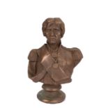 Bronzed bust of Admiral Nelson, the bust in Naval Uniform in a plinth base, 31cm high