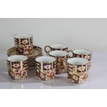 Royal Crown Derby imari pattern coffee service, consisting of seven coffee cups and six saucers (