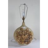 Bernard Rooke pottery table lamp base, decorated with squirrels and acorns, initialled BR, 32cm high