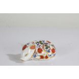 Royal Crown Derby paperweight, in the form of a recumbent pig, 8cm