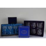 Thomas Webb Crystal wine decanter and a set of four wine glasses, Edinburgh Crystal set of six