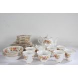 Quantity of Colclough bone china tea and dinner ware, with pink and yellow flowers (qty)